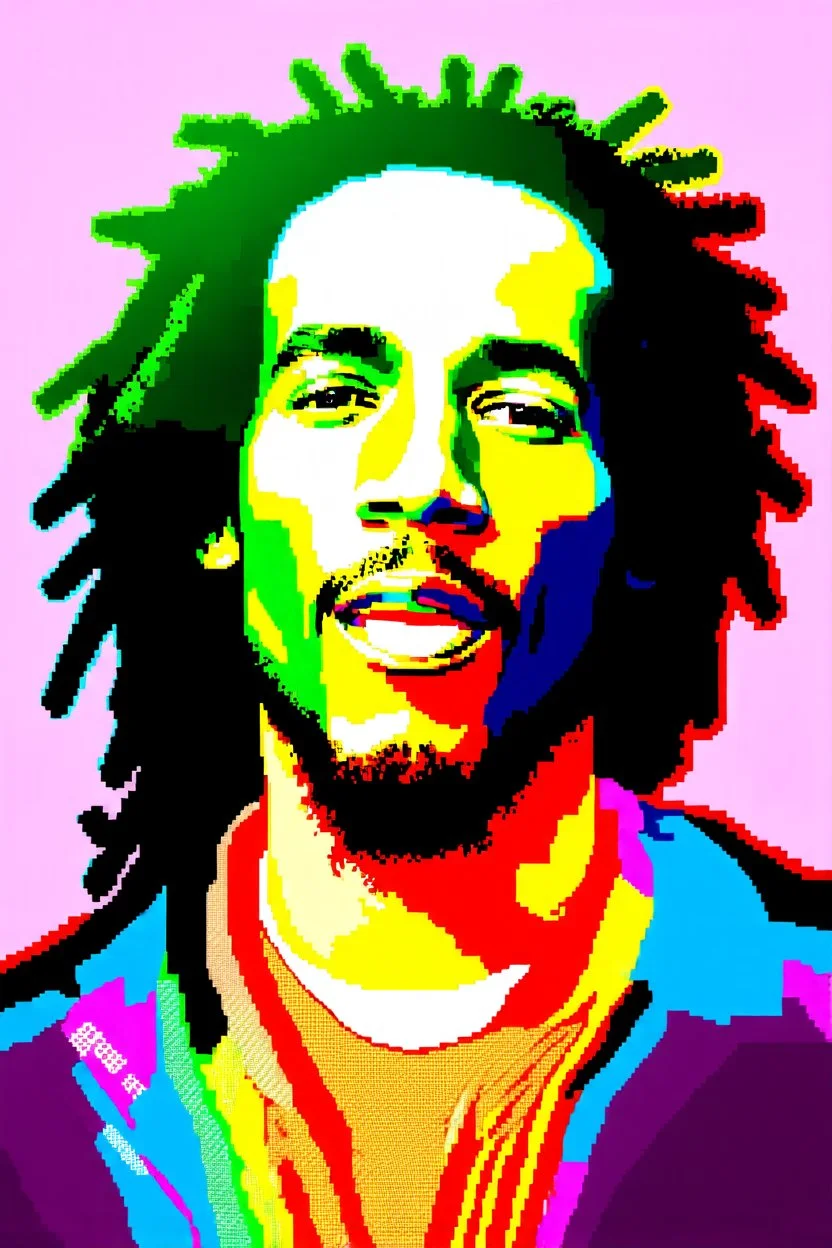 pop art pixels 1000 images warhol style x bob marley portrait