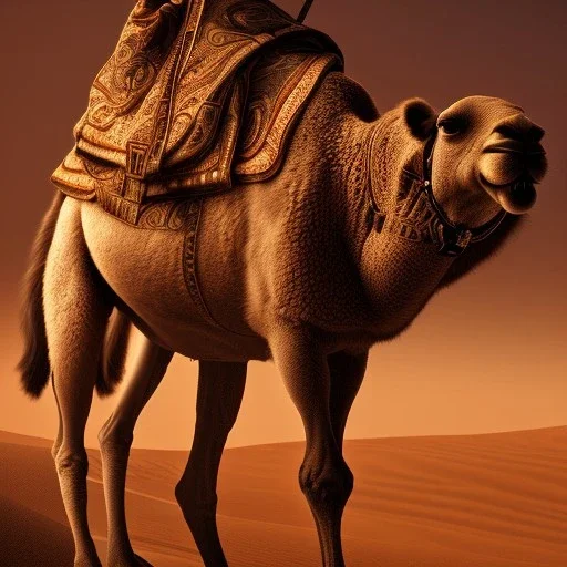 camel on desert, 17th century, dark setting, insanely detailed, 16k resolution, perfect eyes, round pupil, cinematic smooth, intricate detail, Renaissance style, dark blue