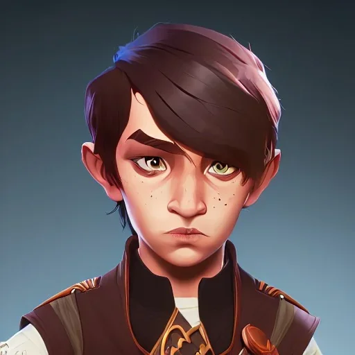 Portrait of a handsome brown haired little warlock kid by Nick Harris