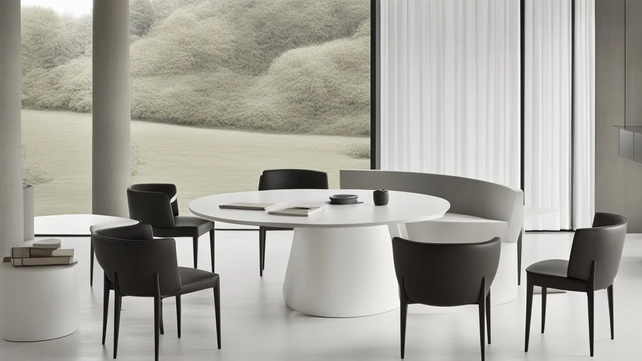 A contemporary, round multi-purpose guest table with a bold, new shape.