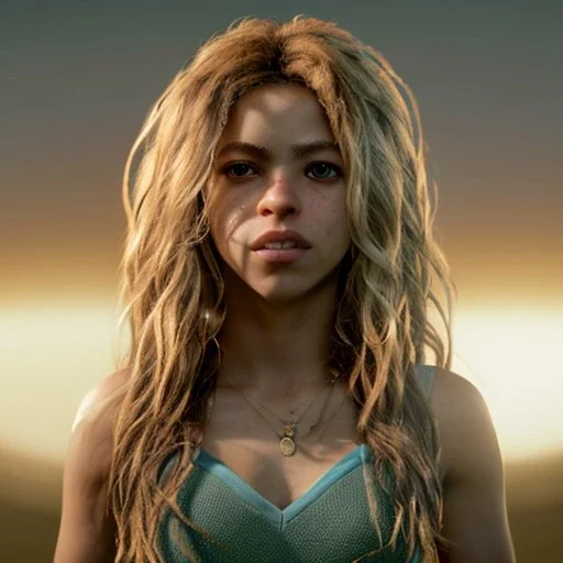 Shakira, artist, 30 years old, Realistic image, waist up portrait, eyes make up, perfect, glow, circle iris. concept art, smooth, unreal engine 5, god lights, ray tracing, RTX, lumen lighting, ultra detail, volumetric lighting, 3d, finely drawn, high definition, 4k.