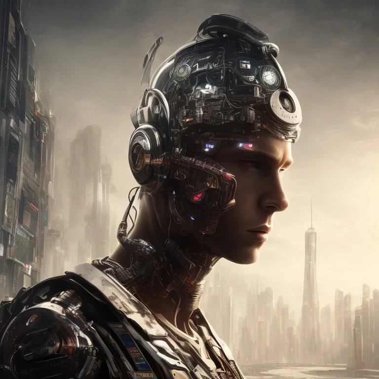 portrait post-apocalypse perfect face lionel messi cyborgs in a cyberpunk city, sci-fi fantasy style, 8k,dark