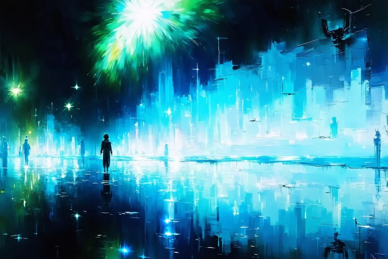 Night, City, sci-fi, people, future, music videoclips influence, claude monet impressionism paintings