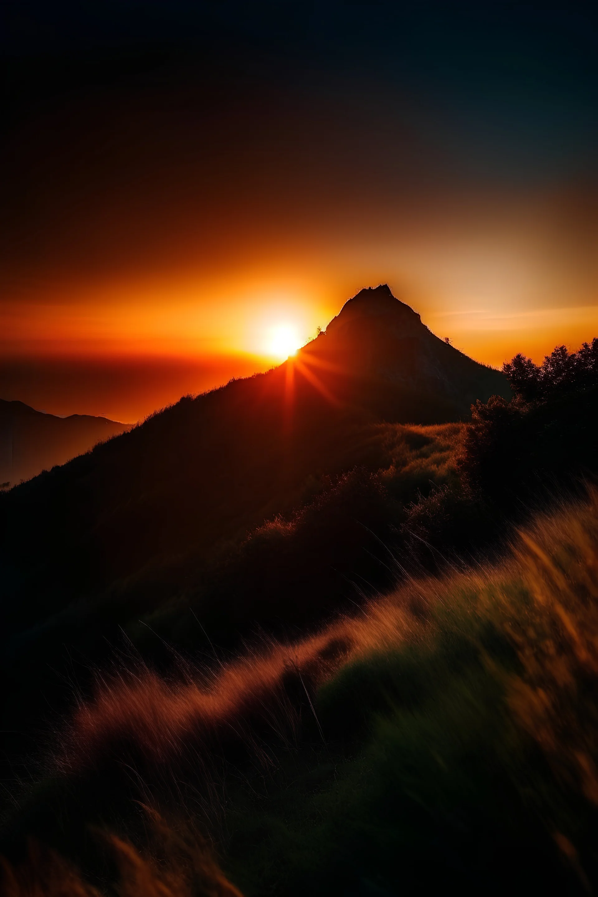 atardecer en una montaña