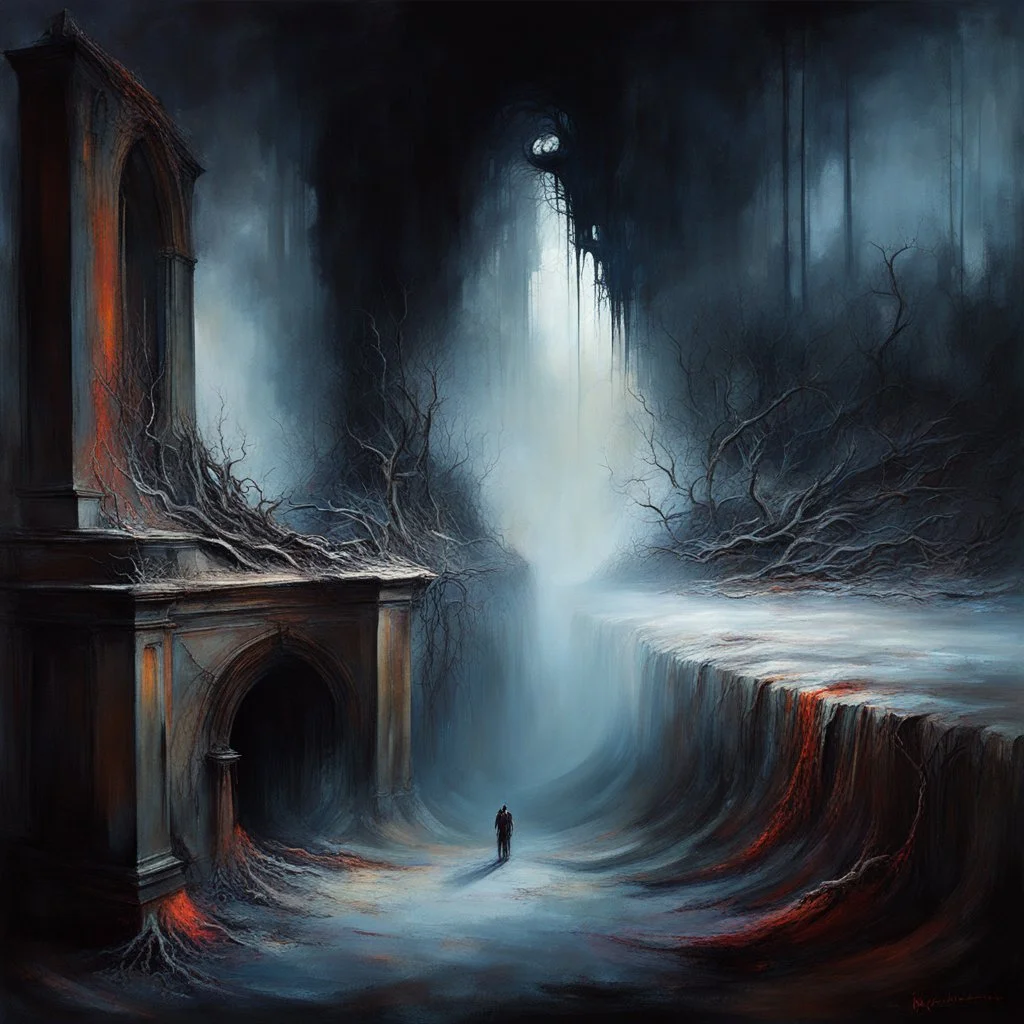 Macabre Rapture End of days Revelation scene, loose brush stroke matte oil painting, sinner apotheosis, By John Lovett and Zdzislaw Beksinski and Phlegm, diagonal composition, unbalanced, abstract surreal horror, eerie, scary warm colors, Eldritch, by Colin McCahon