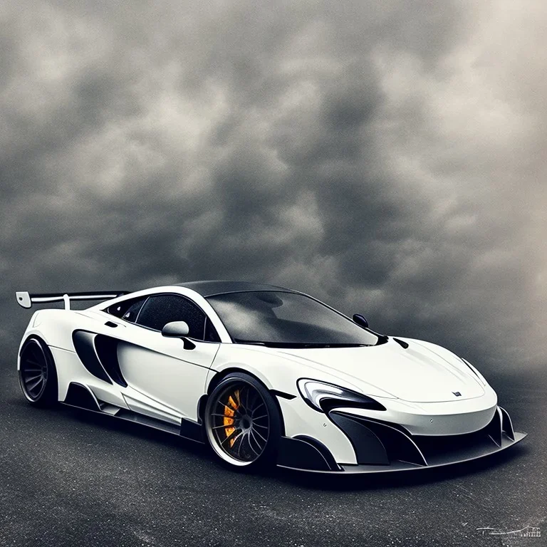 a white Mclaren 675LT in the rain