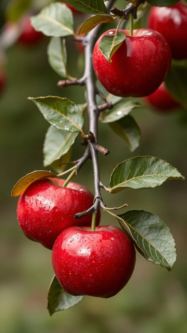 A silver tree branch of red Chrystal Apples