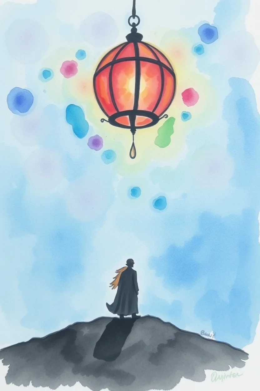 SKETCH WATERCOLOR PASTEL COLOURS - “The Lantern of the Lost Sky”