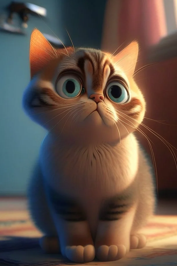 a cat,pixar style