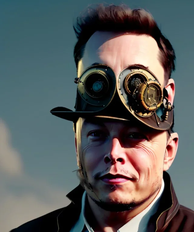 a steampunk portrait of elon musk,8k,unreal.