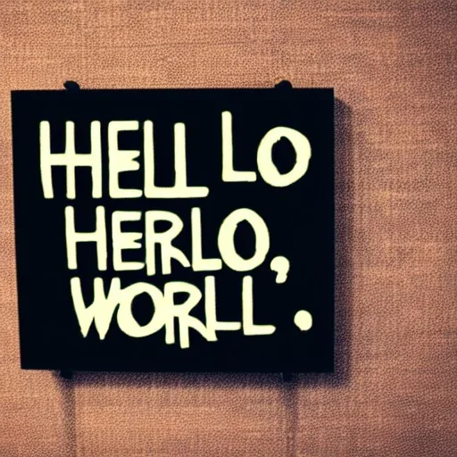 A sign that says 'Hello World'.