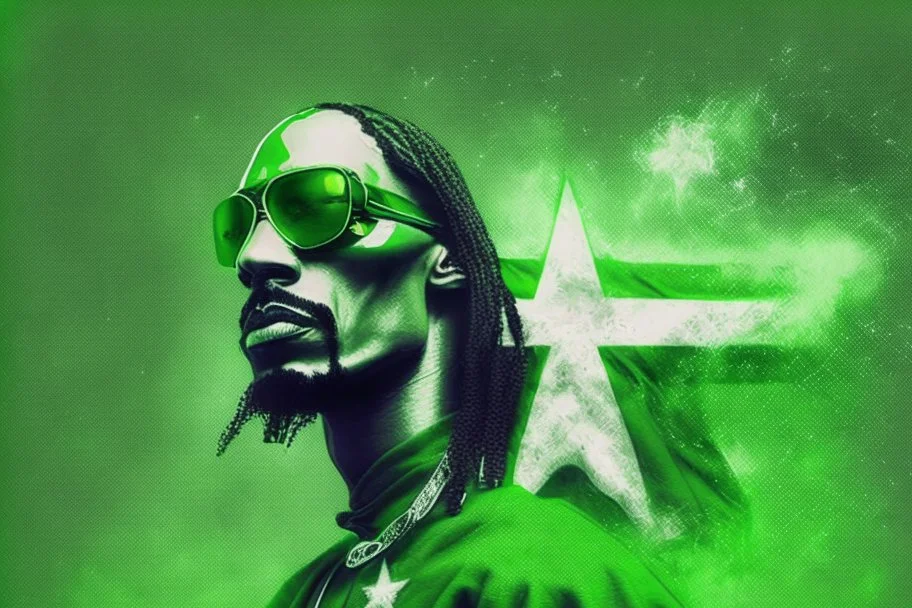 Snoop Dogg from the matrix, green flag with white star