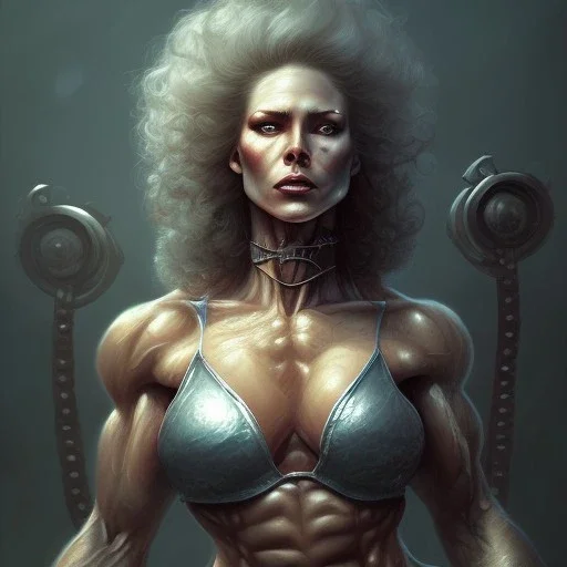 woman bodybuilder, horrorpunk, fantasy, sharp focus, concept art, 8 k thomas kinkade gerald brom adrian smith