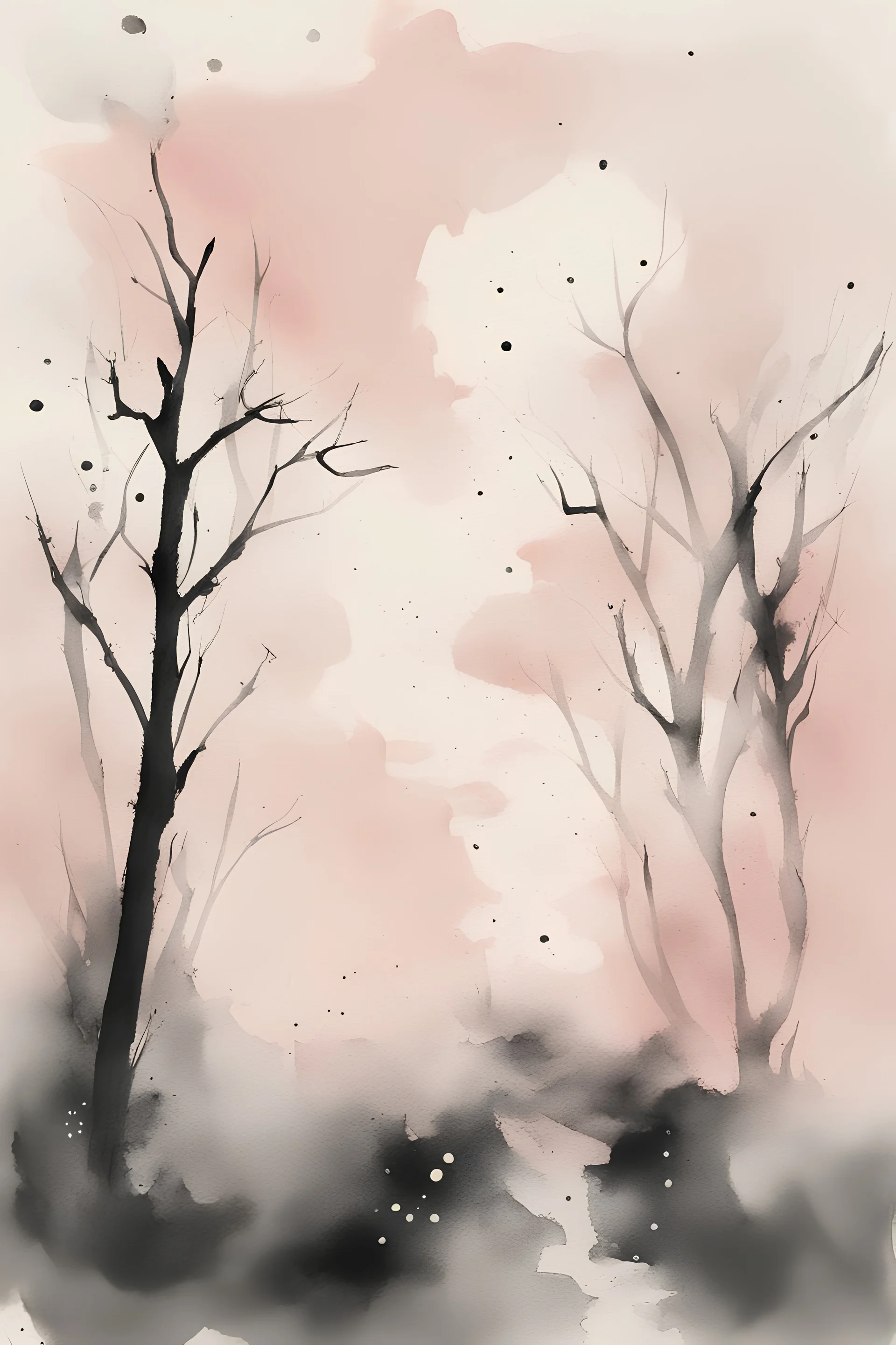 The most beautiful thing we can experience is the mysterious; Ink wash with blush pink splatters