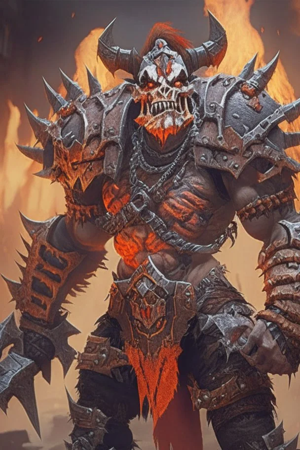 a human bandit with armor made from giant rib bones similar to garrosh hellscreams armor