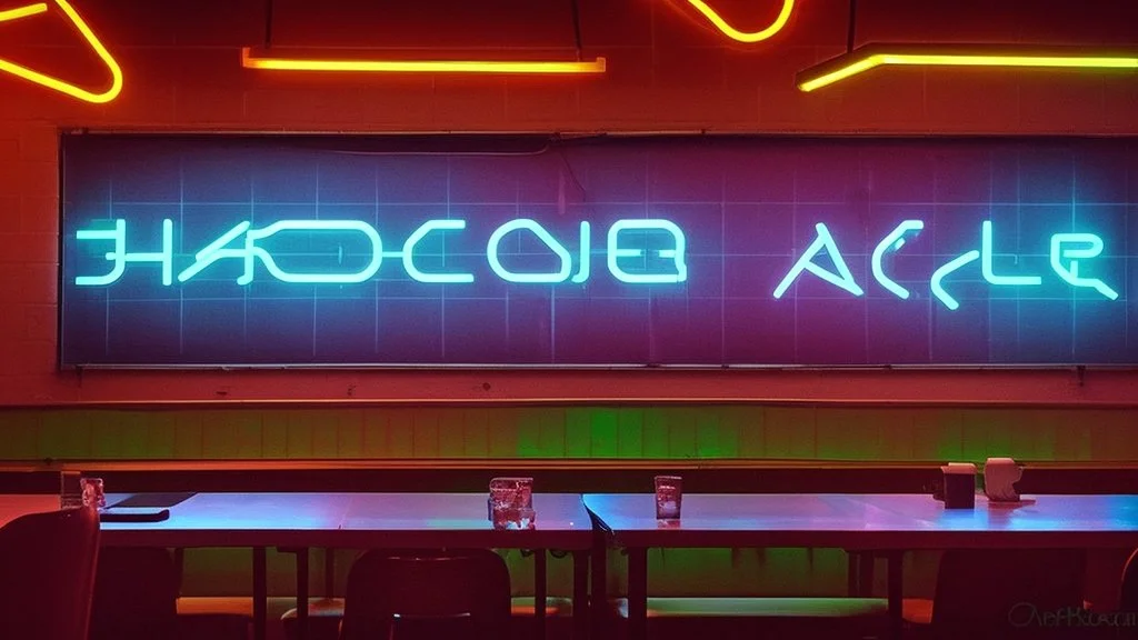 hackercafe with neon lights