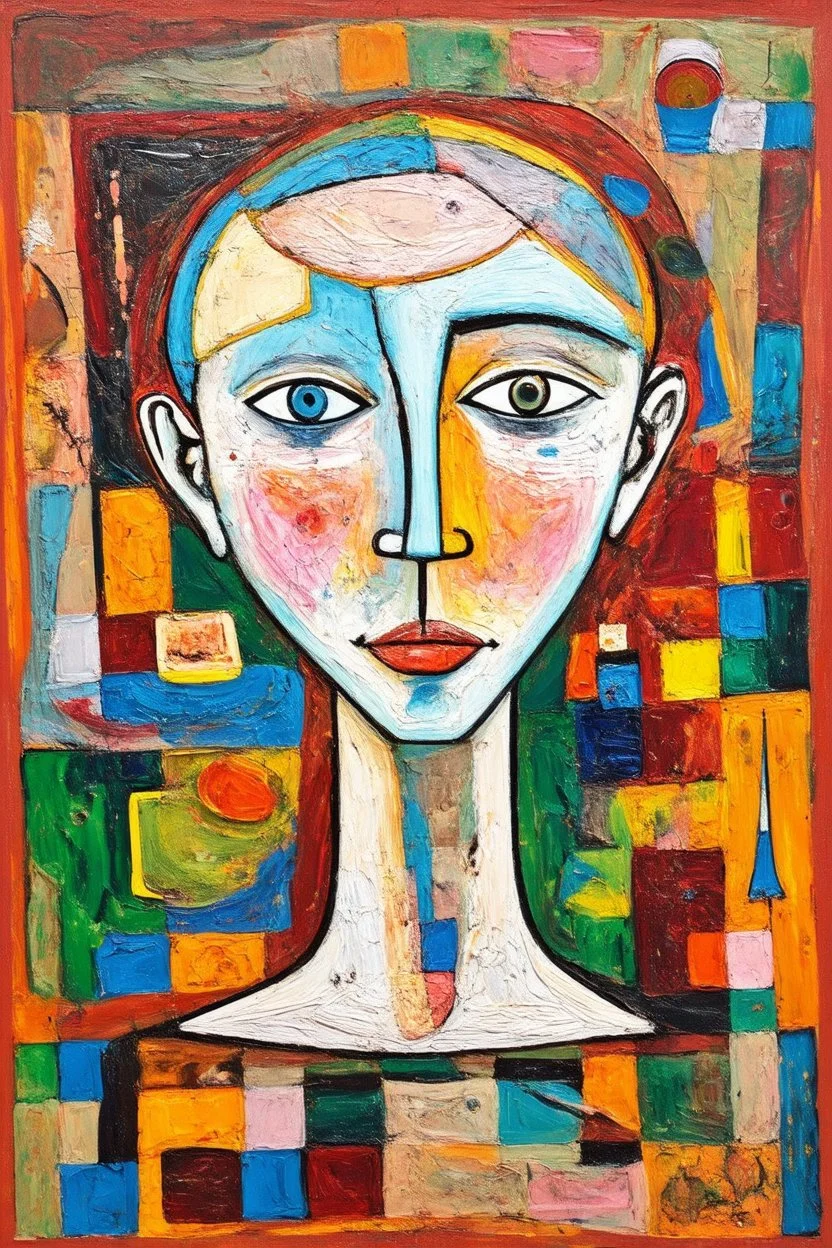 The core of mental illness is feeling unsafe; a painting with an admixture of Paul Klee and Hundertwasser