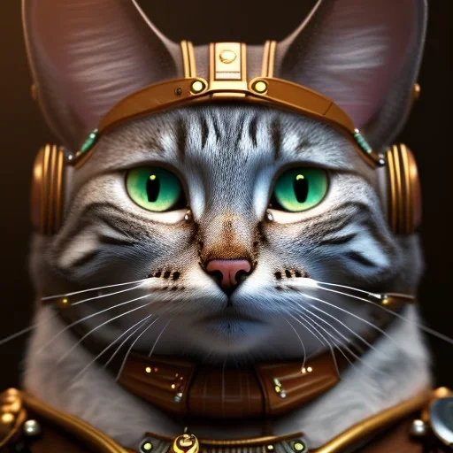 character render of mechanical tabby cat, intricate, ultra-fine detailed, steampunk, ornate, 8k, ultraHD, high-quality, 3d, realistic, trending on artstation, midjourney style, elaborate, openjourney style, close-up