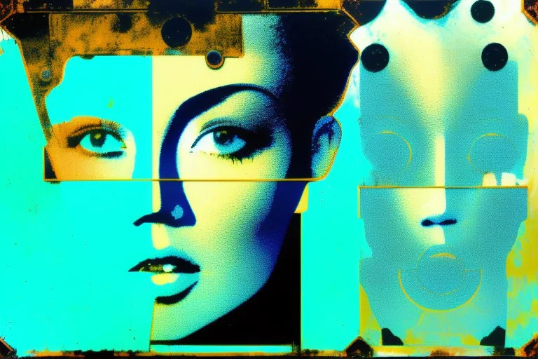 dynamic split stencil of an arafed loop (((polluted radioactive Japanese industrial beach))) overlay of transparent (((robots made of bluish rusty scrap metal))) with arafed Droste-effect juxtaposition, splitting in multiple directions, ((visual echo)) reverberating, amazing verticals, amazing reflections, double negative liminal space, oversize heads looping infinitely within, amazing abstract verticals, amazing reflections, amazing transparency, harsh contrasts, swoosh dynamics