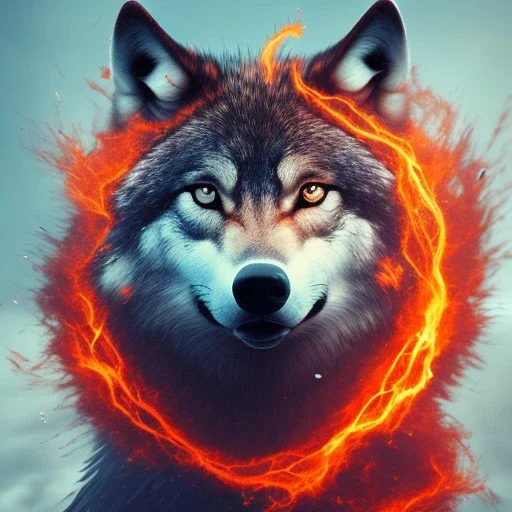 Wolf, red, fire, lava, 8K, dramatic lighting, masterpiece, expert, sharp focus