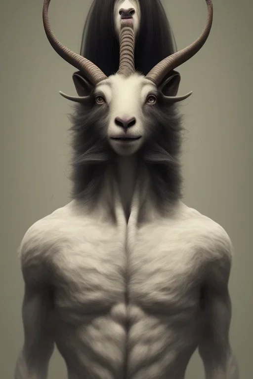 award winning portrait of a male anthropomorphic goat long black hair. character design by cory loftis, fenghua zhong, ryohei hase, ruan jia , unreal engine 5, artistic lighting, highly detailed, photorealistic, fantasy,