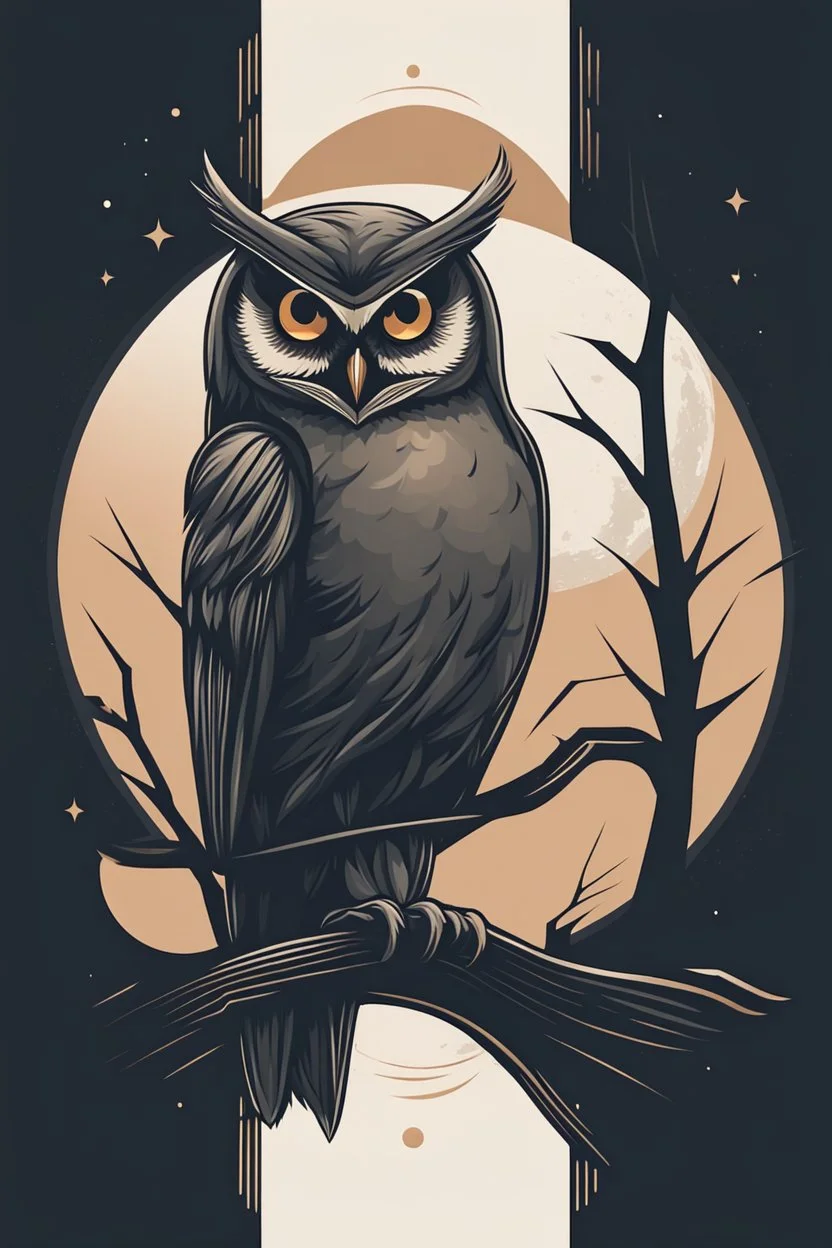 Minimalist logo design owl + moon