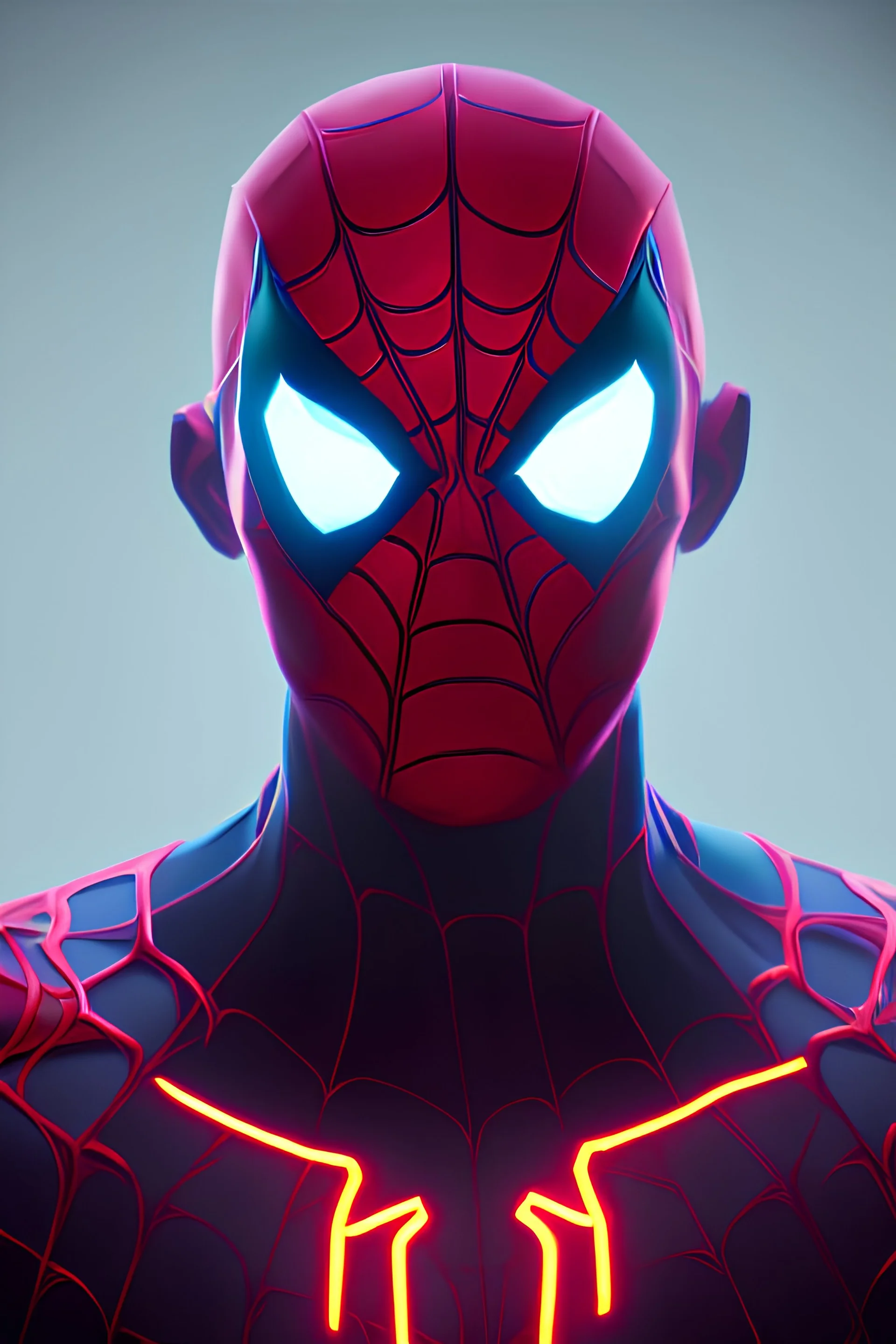 spiderman with neon color eyes