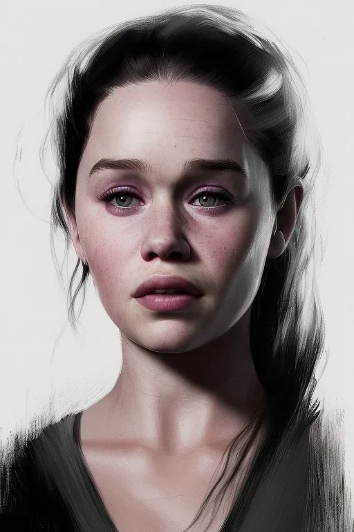 emilia clarke, head and shoulders portrait, head and shoulders portrait, 8k resolution concept art portrait by Greg Rutkowski,