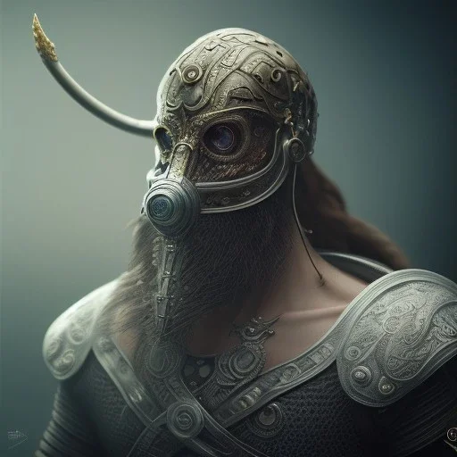 A viking with muscles and sharp blaids, hr giger, scary, steam punk, realistic, made in octane, cinematic, ultra-realistic, extremely detailed octane rendering, 8K, VRAY Super Real ar 2:3, dof photorealistic futuristic 50mm lens hard lighting dark gray tintype photograph, realistic lighting, sepia color