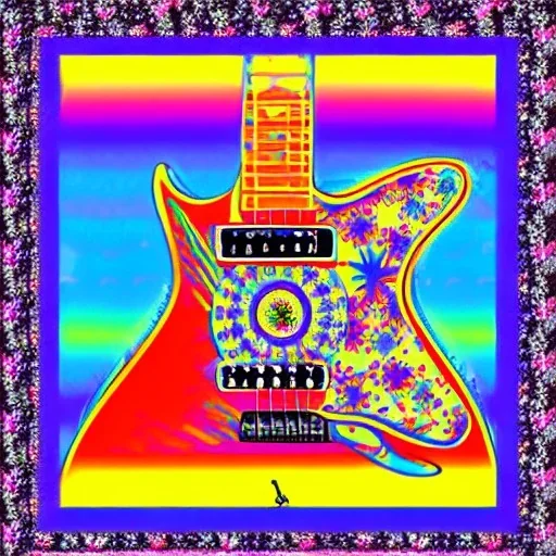 JIMI HENDRIX PEACE electric guitar PEACE psychedelic hippie trippy acid LSD PEACE GUITAR peacesign HIPPIE FLAG '60s Pop Artist Peter Max