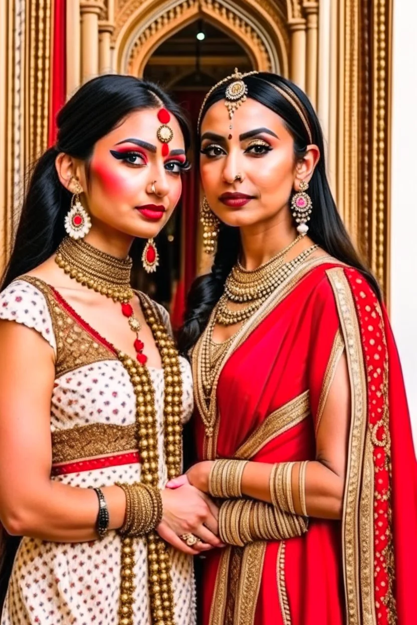 Indian and European brides are posing for magazine photoshoot