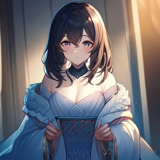 Clear focus, High resolution, [1girl], [solo], {cute art style},{in bedroom},{{{ultra detailed}}},{{masterpiece}}, {{ultra detailed}}, {ultra quality}, {dramatic shadows}, {cinematic lighting}, intricate expression,(wearing a off-shoulder maid outfit),({{{Close up of eye}}}