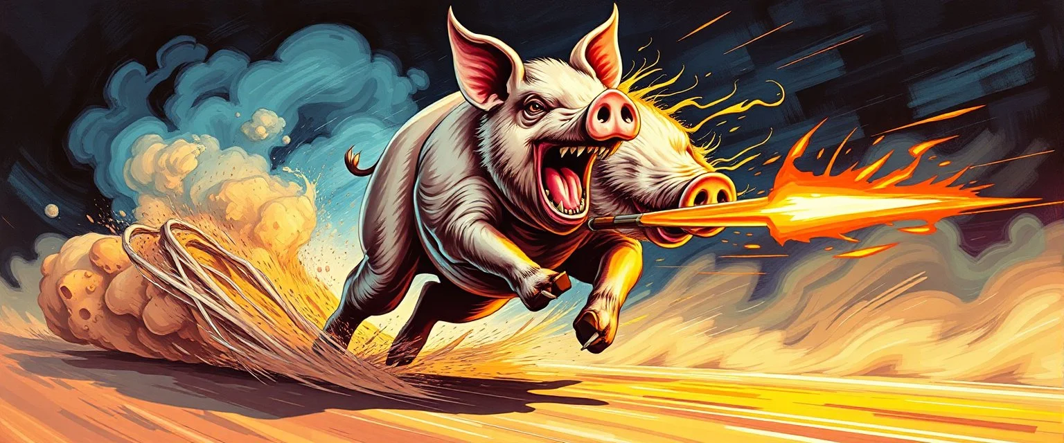 faster than a greased muscle pig in a knife fight in . speed and energy, goa trance poster