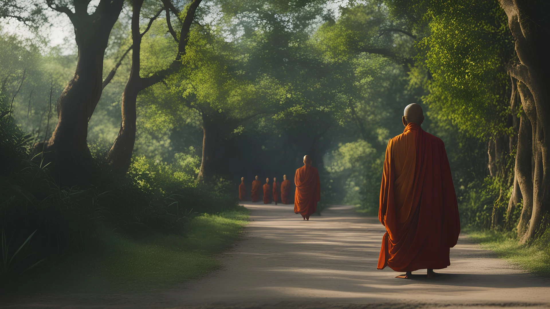 Buddha monk The king embarks on his journey to the monastery, where he sits in silence, observes nature, and confronts internal challenges.4k