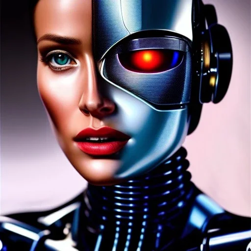 Ultra detailed fullbody Portrait in oil on canvas of female Robocop,extremely detailed digital painting,ultrarealistic skin,intense stare, extremely detailed face, crystal clear eyes, mystical colors ,perfectly centered image, perfect composition, rim light, beautiful lighting,masterpiece ,8k, stunning scene, raytracing, anatomically correct, in the style of Simon Bisley and uncannyknack and Ohrai Noriyoshi and robert e howard and Steve Jung.