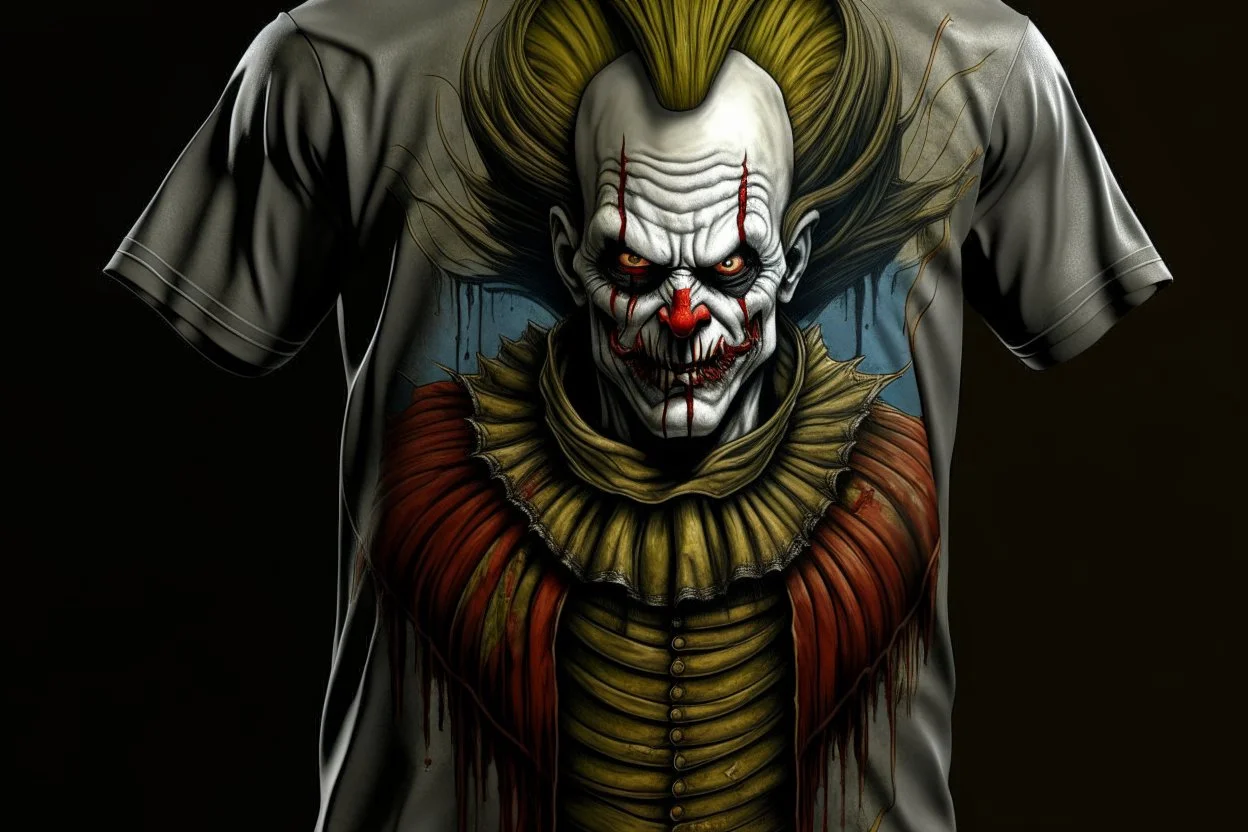 T-shirt format,Imagine/ pennywise, accurate, ultra realism, intricate detail, photo realism, portrait, upscale maximum, 8k resolution,,Hyper-detailed ,8k, by xanuth