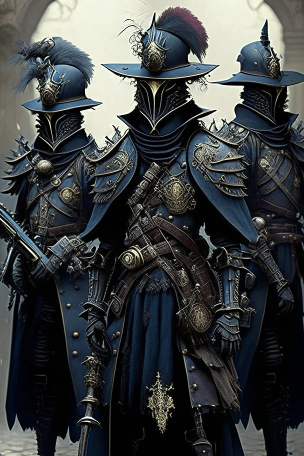 army of distopian victorian soldiers armors fantasy bloodborne
