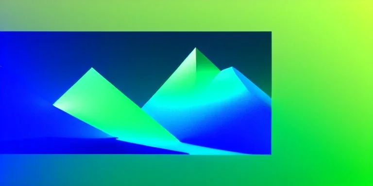 3d rendering. Abstract futuristic neon background. Fantastic landscape with glowing geometric triangular frame and mountains