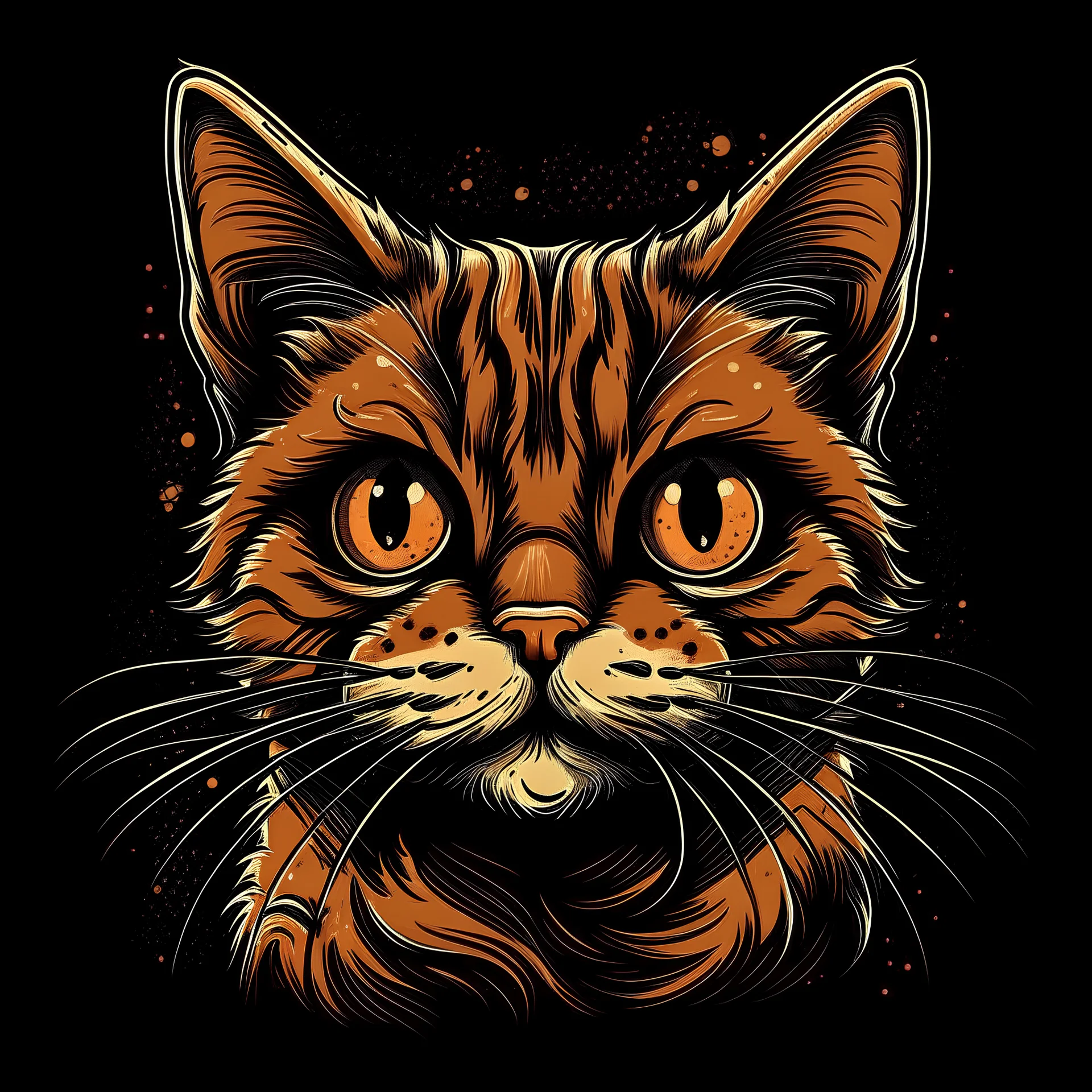 nosy cat artwork for t-shirt design
