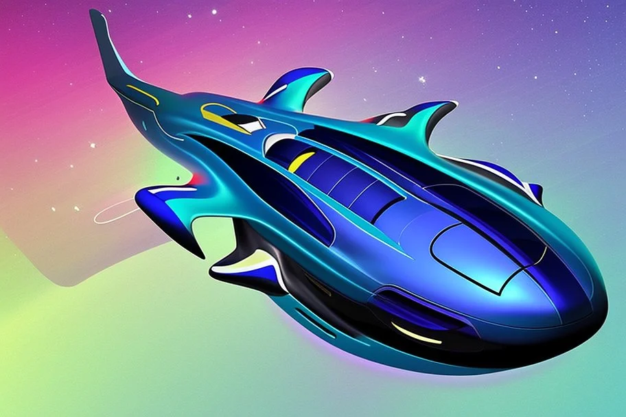 cool design of a small spaceship cruising through the gAlaxy