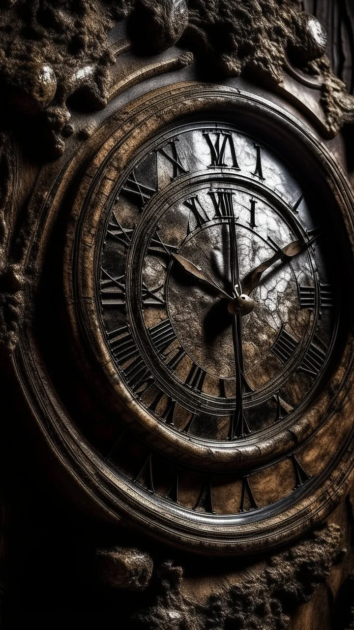 An old clock in the background of black vein, human veins, mixing together a lot of them, like a forest, big and small veins a lot of them, an antique grandfather wooden old clock on the wall