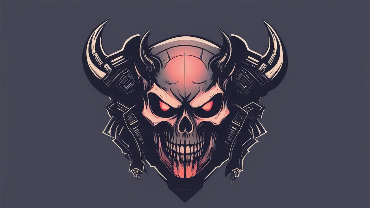 Demon skull logo minimalistic cyberpunk