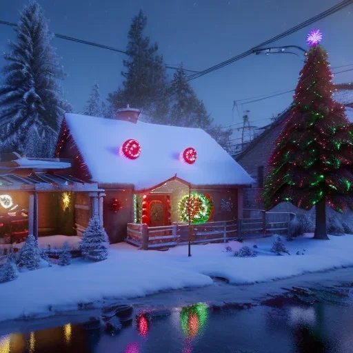 yılbaşı,neon,santa unreal engine 5, 8k