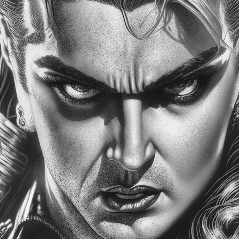 Sincity comic, a vampire punch. Closeup. Jojo.