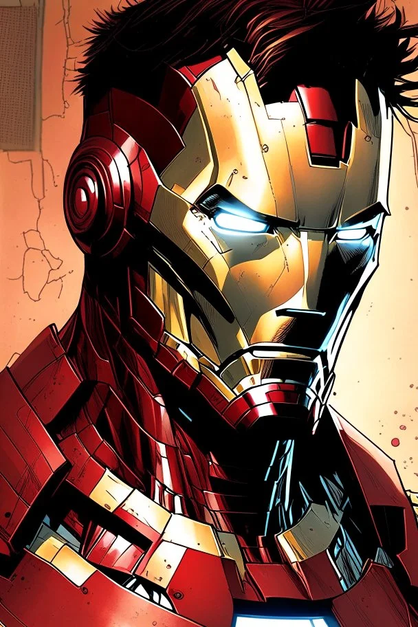 A comic portrait of Iron Man, from Marvel Comics