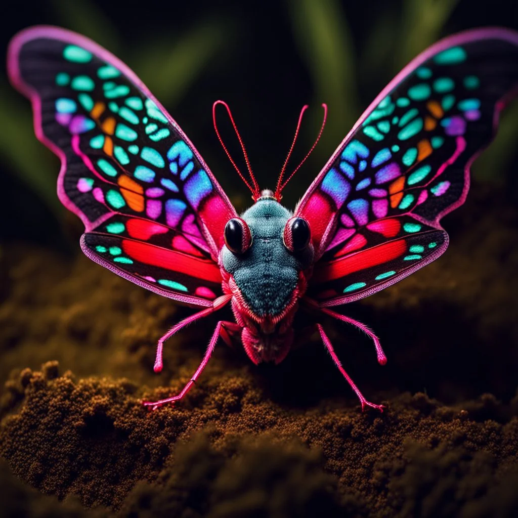 Glowing Colorful Moth 1.5mm field of view Olympus macro gear at 5:1 magnification. Modifiers: sharp focus elegant fantasy bright studio setting studio lighting photorealistic very attractive beautiful wallpaper award winning imperial colors fantastic view hyperrealistic ultra detailed 4K 3D very cute cinematic postprocessing acrylic art