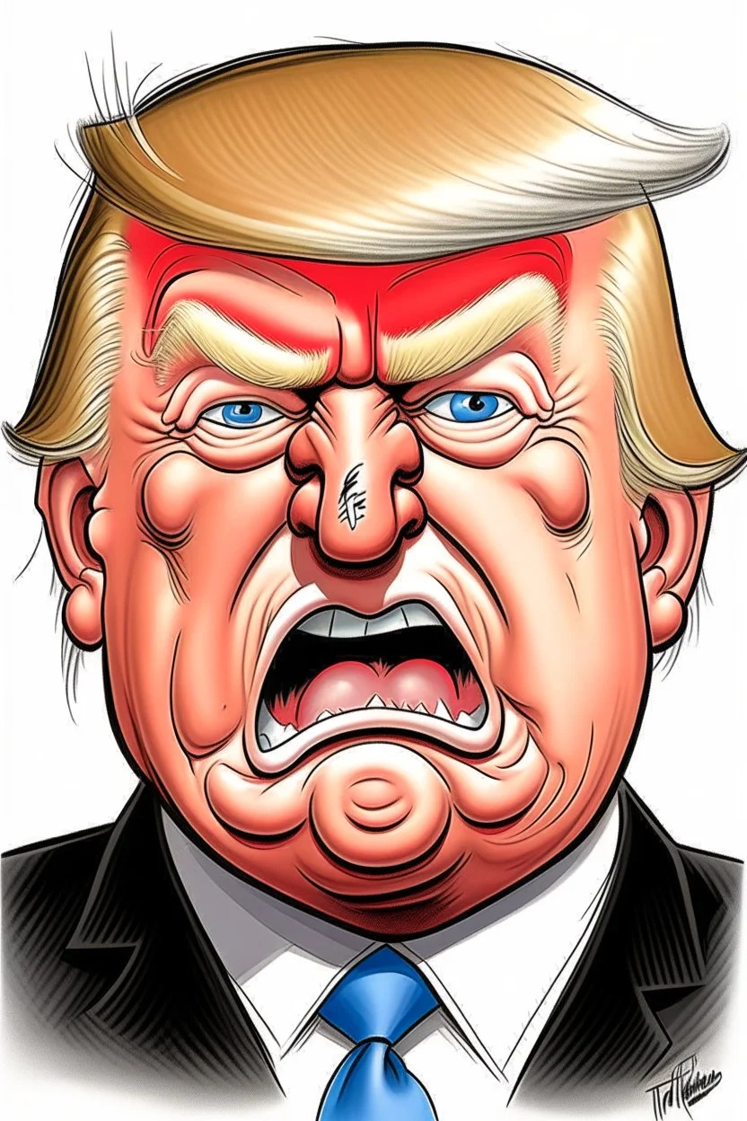 president donald trump as an angry drooling pig