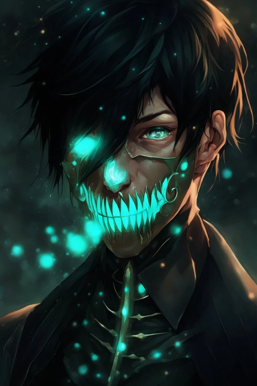 fantasy art, young man, half-elf, noble, half mask, pale skin color