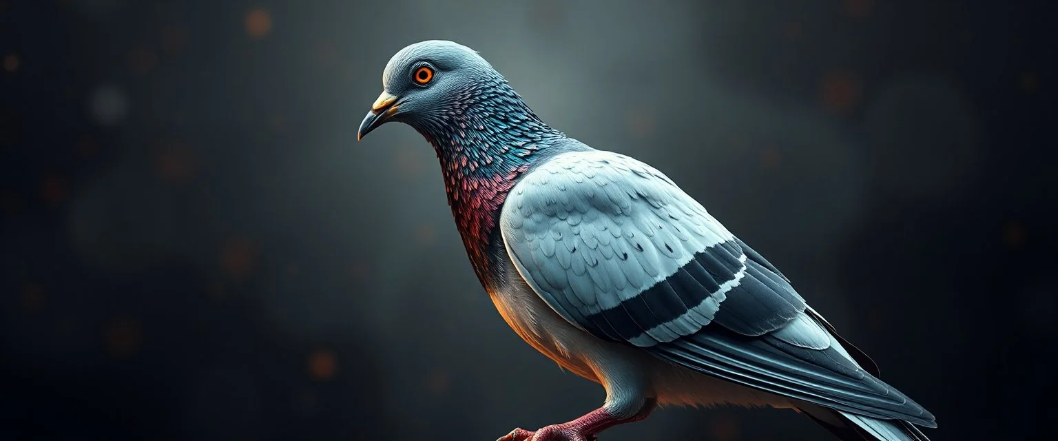 big ass pigeon portrait in the style of escher and giger, a chill contrapunctus fugue in the style of fsol, beethoven, goa trance breaks, dancefloor drum and bass,