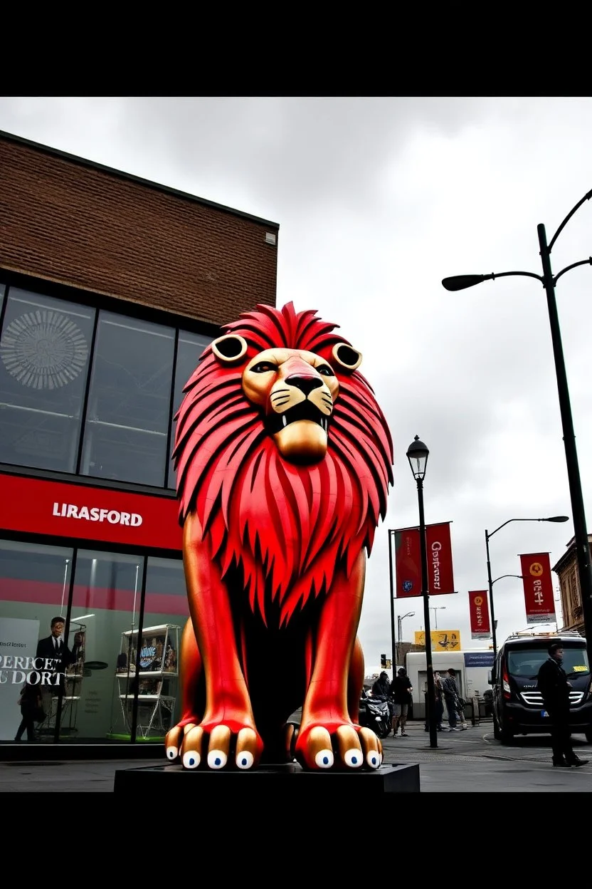 LION OUTSIDE OLD TRAFFORD in the style of BASQUIAT